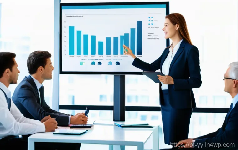 정보 시각화의 시청자 분석 기법 - **Prompt 1: Data Presentation Success**
"A professional, well-lit image of a female data analyst...