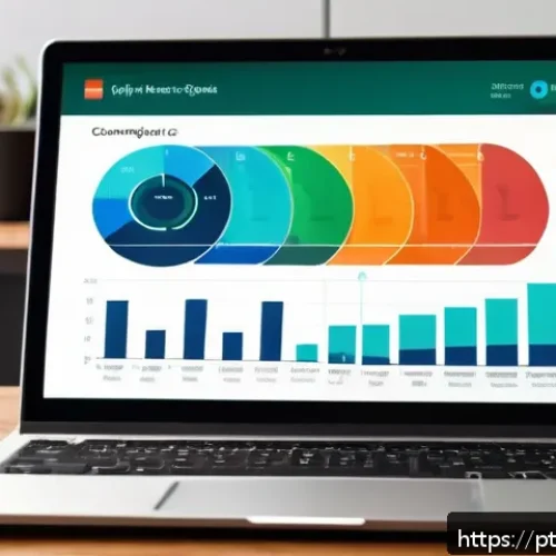 Home 31 정보 시각화의 아트와 사이언스 결합하기 - A vibrant and modern digital dashboard interface displayed on a sleek laptop screen, showcasing inte...