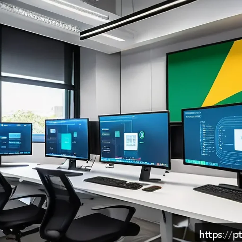 정보 시각화의 창의적 접근 사례 분석 - A vibrant and engaging data visualization workspace set in a modern Brazilian startup office, showca...